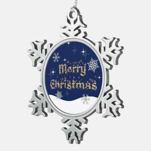 Einfache Elegante Sparkling Weihnachten Glitzer Sp Schneeflocken Zinn-Ornament (Rechts)