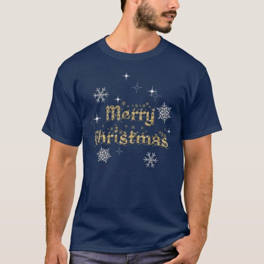 Einfache Elegante Sparkling Weihnachten Glitzer Sp T-Shirt (Vorderseite)