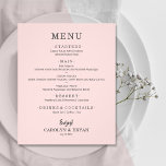 Einfache, elegante Speisekarte für Hochzeiten in R Flyer<br><div class="desc">Diese rosa Dinner-Menükarten sind ein preiswertes Papier mit einem Gewicht von 80 lb. und bieten eine Auswahl an Speisen in elegantem weißem Schriftzeichen. Ideal für einen modernen Hochzeitsempfang, ein Hochzeitsdinner, ein Jubiläum-Party oder eine besondere Veranstaltung mit einem Sit-down-Dinner. Maßnahmen 4, 5" x 5, 6" (oder aus 2 anderen Größen auswählen)...</div>