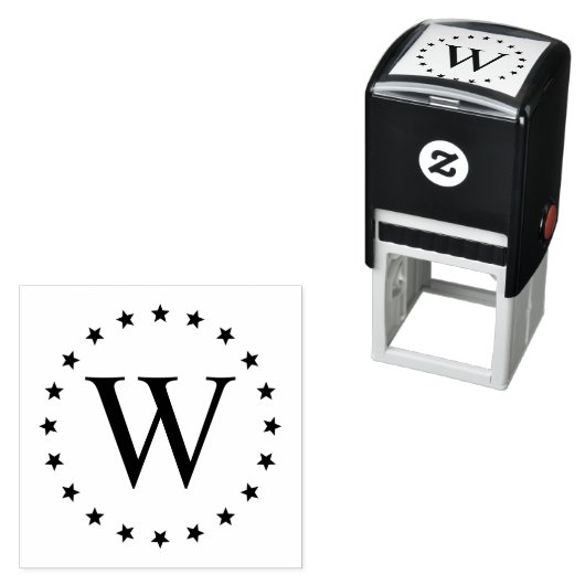 Einfache Elegante Star Frame Single Initial Monogr Permastempel (Beispiel)