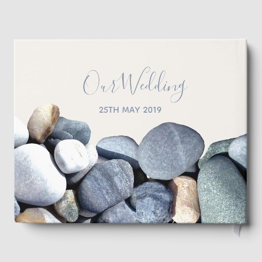 Einfache Elegante Stilftige Kieselsteine Moderne H Gästebuch (Rückseite)