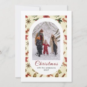 Einfache elegante stilvolle Weihnachtsfamilienfoto Feiertagskarte