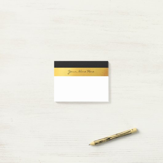 Einfache Elegante Stilvolle White Black & Gold Str Post-it Klebezettel (Auf Schreibtisch)