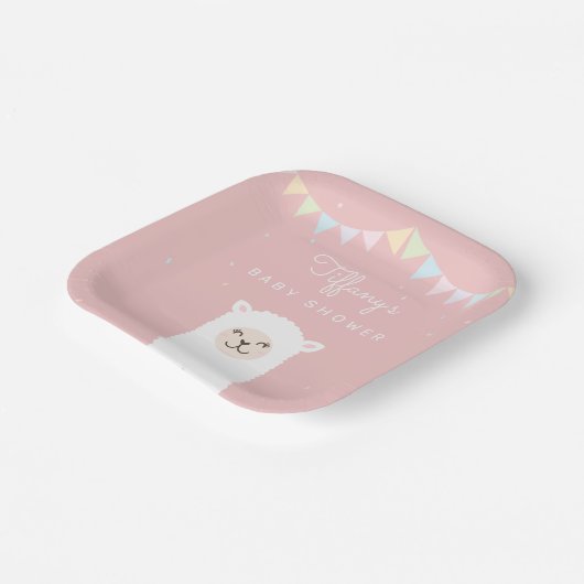 Einfache Elegante Sweet Alpaca Llama Girl Babydusc Pappteller (Gewinkelt)