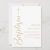 Einfache elegante Taufe aus weißem Gold Einladung (Vorderseite)
