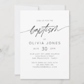 Einfache elegante Taufe Christening Minimale Skrip Einladung (Vorderseite)