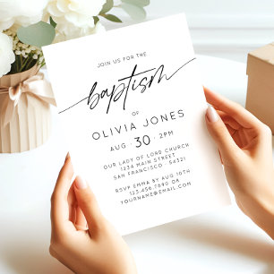 Einfache elegante Taufe Christening Minimale Skrip Einladung