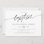 Einfache elegante Taufe Christening Script Einladung (Vorderseite)