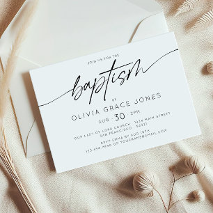 Einfache elegante Taufe Christening Script Einladung