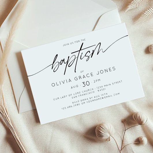 Einfache elegante Taufe Christening Script Einladung