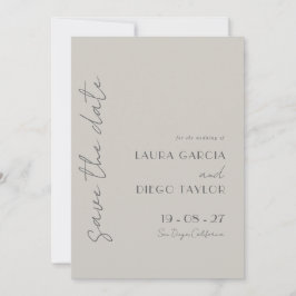 Einfache Elegante Taupe Hochzeit Save The Date