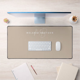 Einfache Elegante Taupe Minimalistisch zwei Monogr Schreibtischunterlage