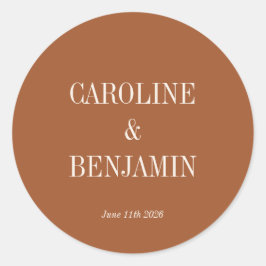 Einfache Elegante Terracotta Custom Wedding Runder Aufkleber
