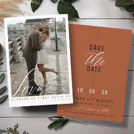 Einfache Elegante Terracotta Foto Christliche Hoch Save The Date