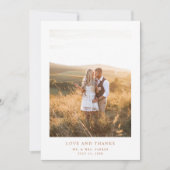 Einfache Elegante Terracotta Text und Foto | Hochz Dankeskarte (Vorderseite)