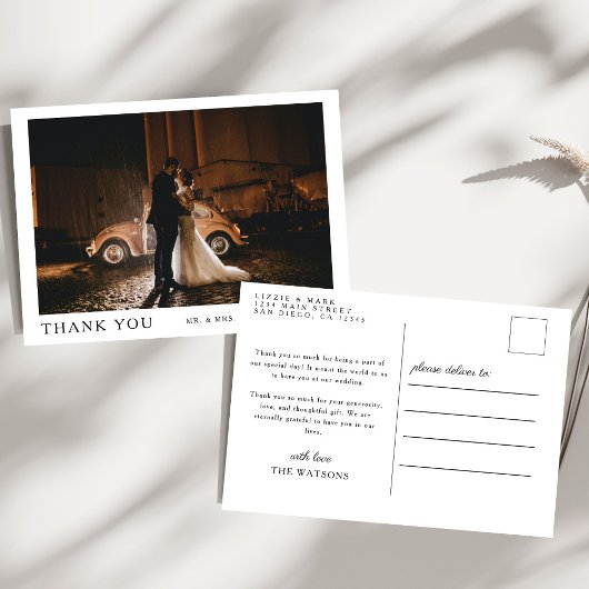 Einfache, elegante Texte und Foto Hochzeit Vielen Postkarte