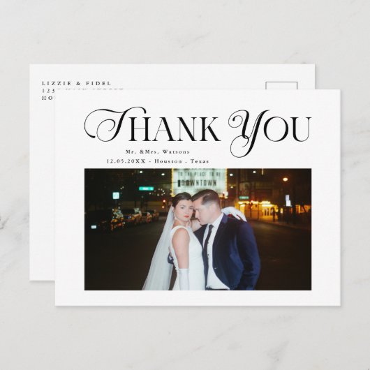 Einfache, elegante Texte und Foto Hochzeit Vielen Postkarte (Vorne/Hinten)