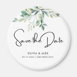 Einfache Elegante Texte und Grün | SAVE THE DATE Magnet