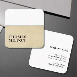 Einfache elegante Textur Beige White Consultant Quadratische Visitenkarte