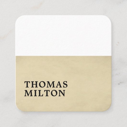 Einfache elegante Textur Beige White Consultant Quadratische Visitenkarte (Vorderseite)