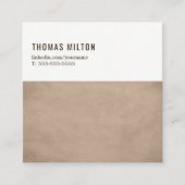 Einfache elegante Textur Brown White Consultant Quadratische Visitenkarte (Vorderseite)