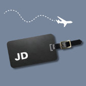 Einfache elegante Textur Gray Linen Monogram Gepäckanhänger