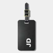 Einfache elegante Textur Gray Linen Monogram Gepäckanhänger (Vorderseite vertikal)