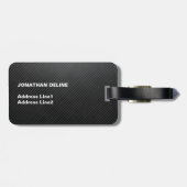 Einfache elegante Textur Gray Linen Monogram Gepäckanhänger (Rückseite horizontal)