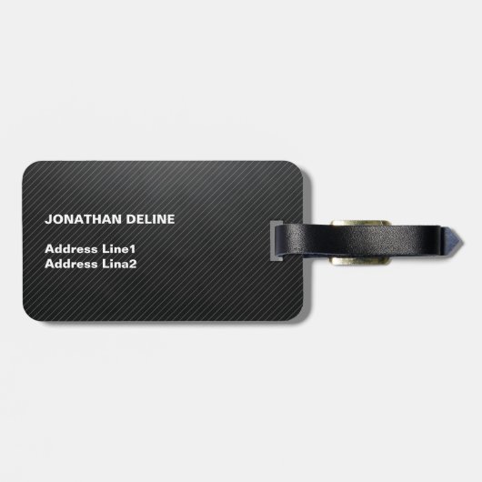 Einfache elegante Textur Gray Linen Monogram Gepäckanhänger (Rückseite horizontal)