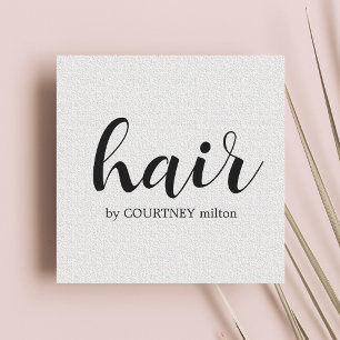 Einfache elegante Textur Weiße Frisuren Stylist Quadratische Visitenkarte