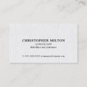 Einfache elegante Textur White Consultant Visitenkarte (Vorderseite)
