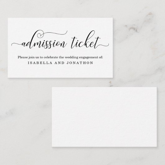 Einfache elegante Ticketeintrittskarte Begleitkarte (Vorne/Hinten)