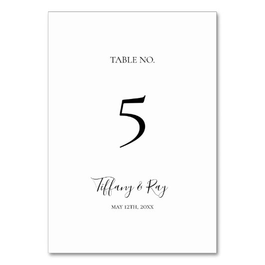 Einfache Elegante Tischnummer (Vorderseite)