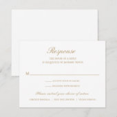 Einfache elegante traditionelle Hochzeit mit Gold RSVP Karte (Vorne/Hinten)