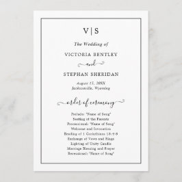 Einfache Elegante Traditionelle Monogramm-Hochzeit Programm