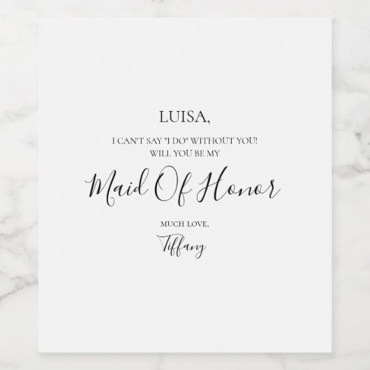 Einfache Elegante Trauzeugin Weinetikett (Einzelnes Label)