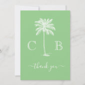 Einfache Elegante Tropical Palm Monogram Wedding Dankeskarte (Vorderseite)