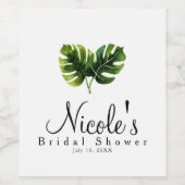 Einfache elegante tropische Palmen Blätter Hochzei Weinetikett (Einzelnes Label)