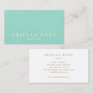 Einfache elegante türkisfarbene Linen Beruflich Visitenkarte