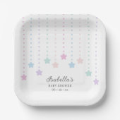 Einfache elegante Twinkle Little Stars Baby Dusche Pappteller (Vorderseite)