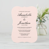 Einfache elegante Typografie - Blush Wedding Einla Einladung (Stehend Vorderseite)