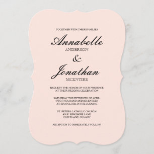 Einfache elegante Typografie - Blush Wedding Einla Einladung