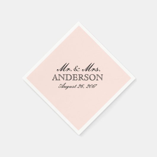 Einfache elegante Typografie Blush Wedding Napkin Serviette (Ecke)