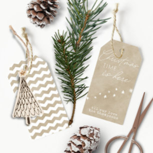 Einfache elegante Typografie dusty taupe Weihnacht Geschenkanhänger