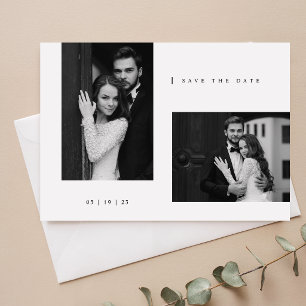 Einfache elegante Typografie Foto-Hochzeit Save The Date