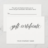 Einfache elegante Typografie | Geschenkgutschein (Vorne/Hinten)