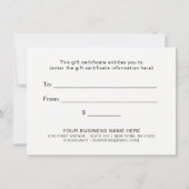 Einfache elegante Typografie | Geschenkgutschein (Rückseite)