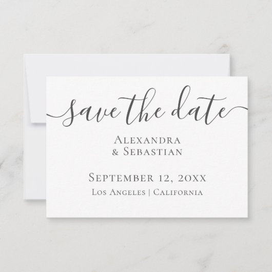 Einfache elegante Typografie-Hochzeit speichert da Save The Date (Vorderseite)