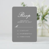 Einfache elegante Typografie-Hochzeitskarte RSVP (Stehend Vorderseite)