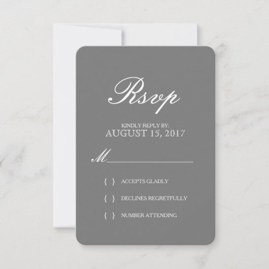 Einfache elegante Typografie-Hochzeitskarte RSVP (Vorderseite)